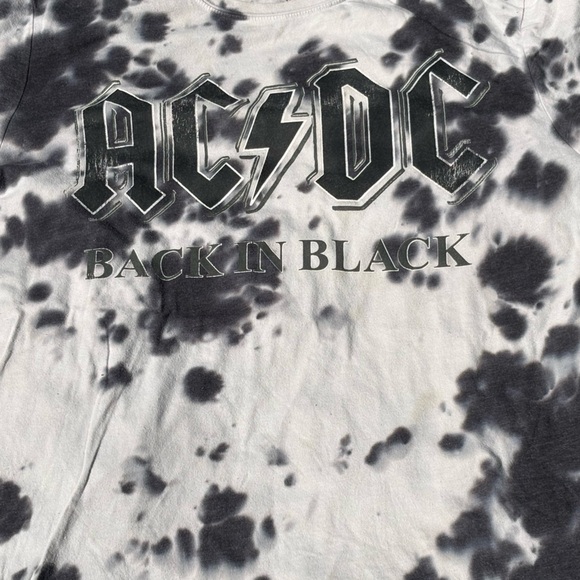 ACDC Back In Black Tie Dye Rock Band T-Shirt XL Graphic Tee - Picture 2 of 4